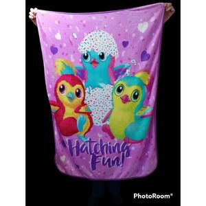Hatchimals purple blanket rare Penguala soft plush throw fleece 53x38
